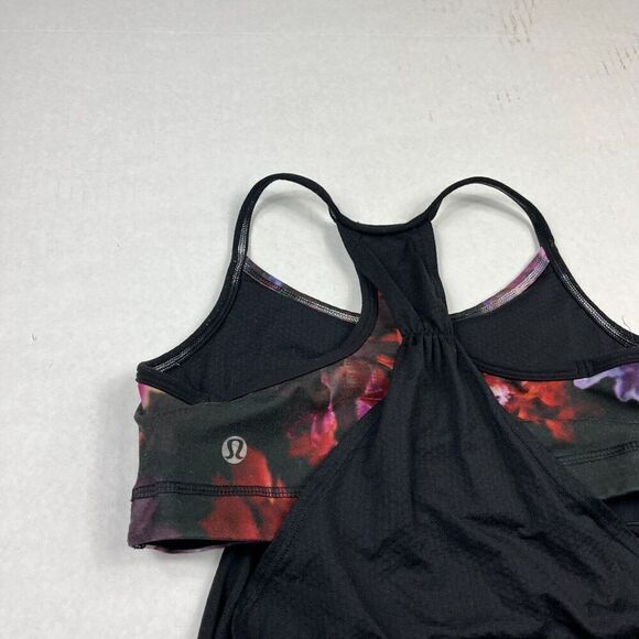 Lululemon Womens 2-in-2 Performance Tank Top Black Racerback Shelf Bra Size 4 - Picture 10 of 11